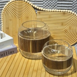 Medium Wooden & Glass Vase